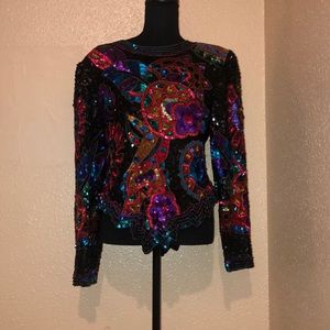 Laurence Kazar New York Sequin Top Sz L